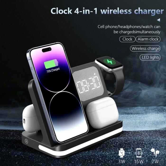 OEM - B-22 3-i-1 Trådlös Laddare 15W för iPhone, Apple Watch, AirPods