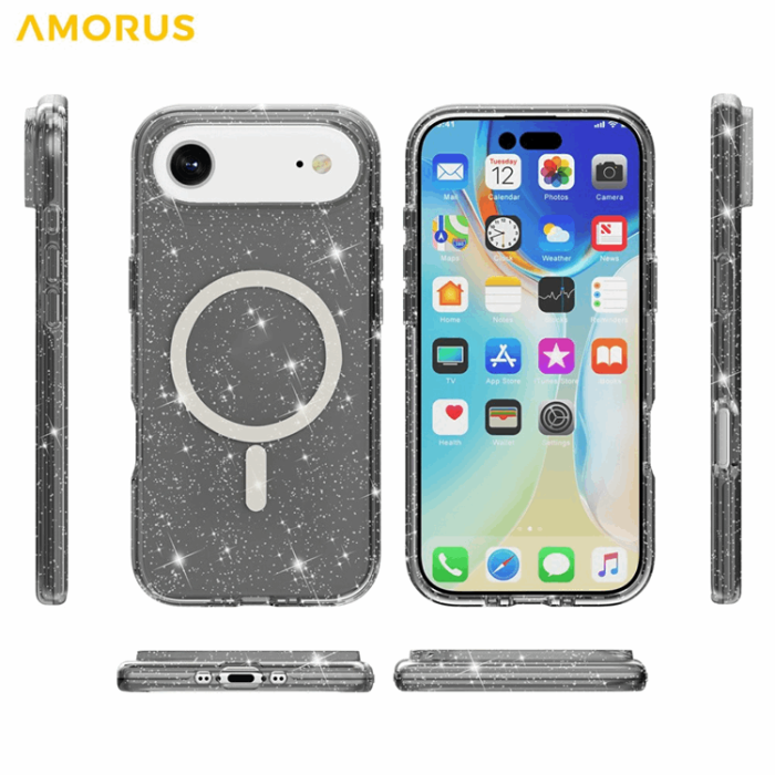 AMORUS - AMORUS iPhone Air Mobilskal Magsafe Glitter Powder PC + TPU