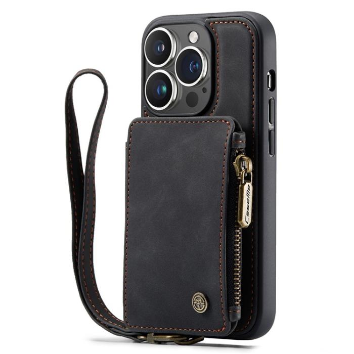 Caseme - CASEME iPhone 14 Pro Max Plånboksfodral C20 Zipper Kickstand - Svart