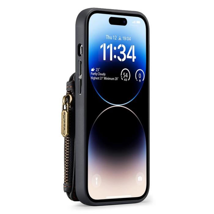Caseme - CASEME iPhone 14 Pro Max Plånboksfodral C20 Zipper Kickstand - Svart