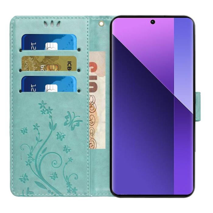 OEM - Samsung Galaxy A57 Plånboksfodral Konstläder Blomma Prägling - Blå