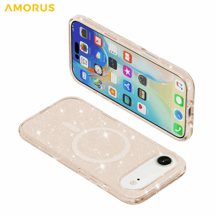 AMORUS - AMORUS Mobilskal till iPhone Air Magsafe Glitter Powder PC + TPU - Guld