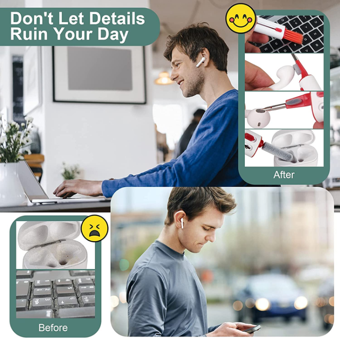OEM - Multifunction Airpods 1/2/3/Pro Cleaner Kit med Soft Brush - Röd