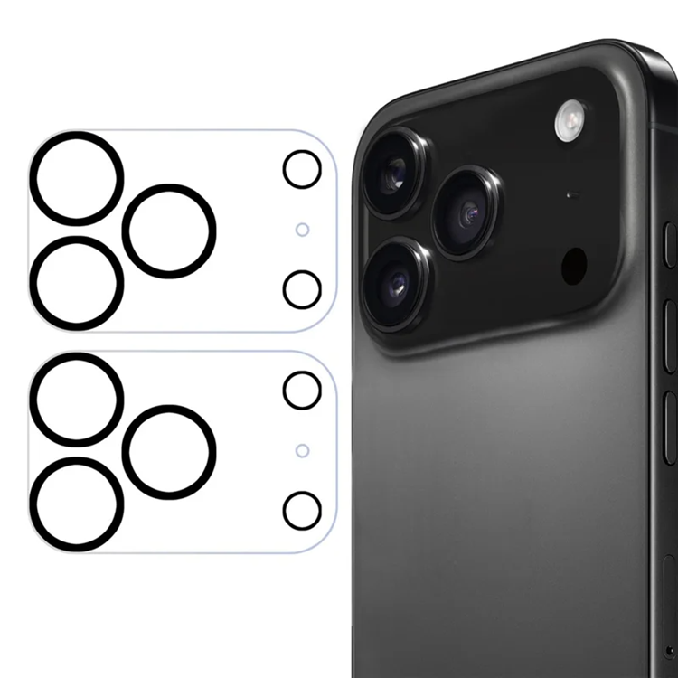 [2-Pack] BOOM iPhone 17 Pro Max Kameralinsskydd Härdat Glas med Svart Ring | 5468 | AlltMobil