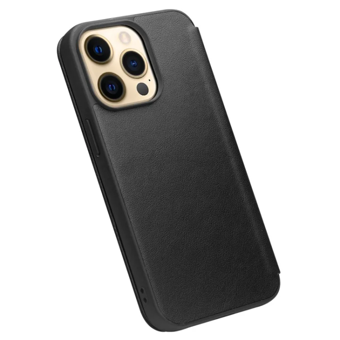 QIALINO - QIALINO iPhone 13 Pro Max Fodral Äkta Läder Cowhide - Svart