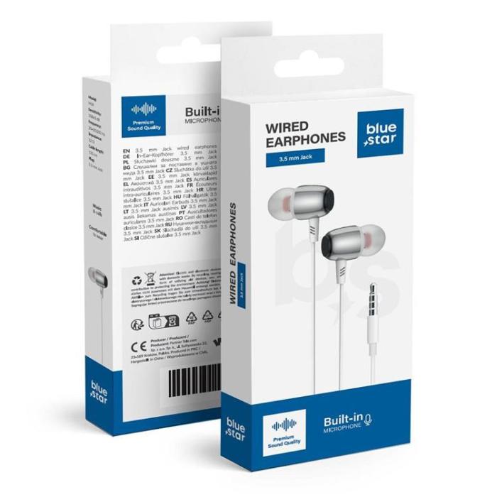 Blue Star - Blue Star Trådbunden Hörlurar Jack 3.5 mm Mikrofon M09 1.2m