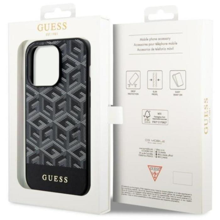 Guess - Guess iPhone 14 Pro Mobilskal MagSafe GCube Stripes - Svart