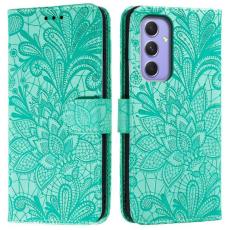 OEM - Samsung Galaxy S26 Pl&aring;nboksfodral Spetsblommor Konstl&auml;der Flip - Gr&ouml;n