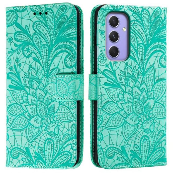 OEM - Samsung Galaxy S26 Plånboksfodral Spetsblommor Konstläder Flip - Grön