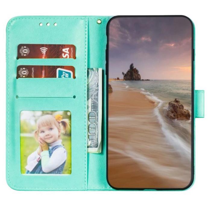 OEM - Samsung Galaxy S26 Plånboksfodral Spetsblommor Konstläder Flip - Grön