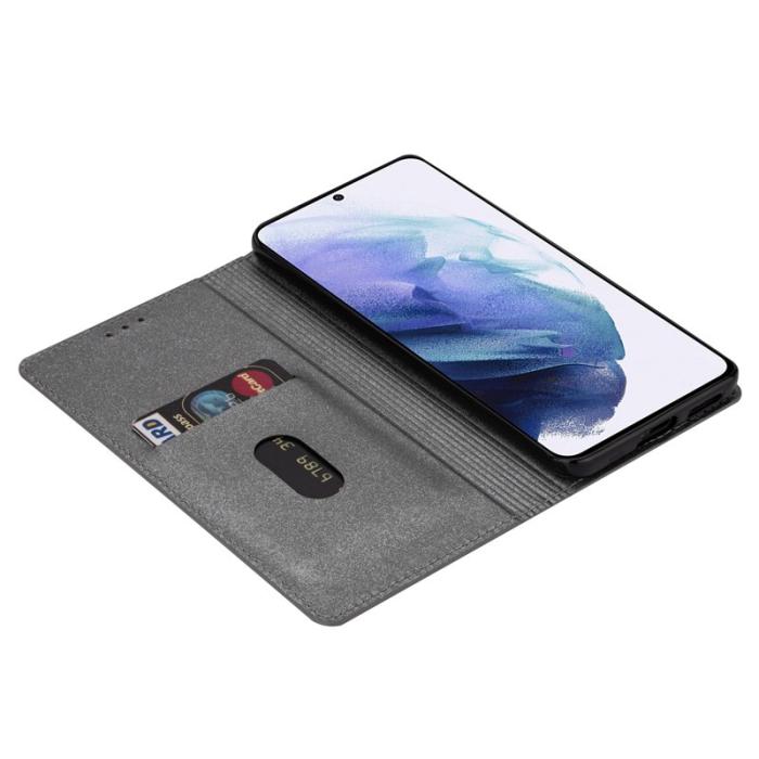 OEM - Mobilskal till Samsung Galaxy S26 Glittrande Konstläder + TPU Kortfack - Grå
