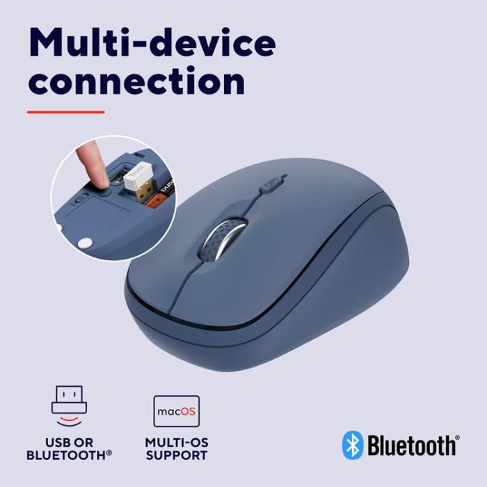Trust - Trust Yvi+ Trådlös mus Bluetooth / 2.4 GHz Blå