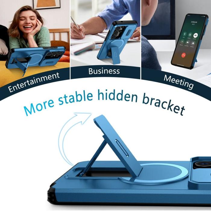 OEM - Mobilskal för Samsung Galaxy S26 Ultra Magnetiskt Kickstand PC + TPU - Blå