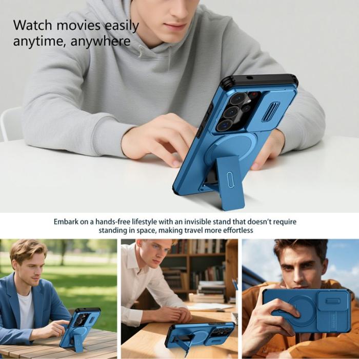 OEM - Mobilskal för Samsung Galaxy S26 Ultra Magnetiskt Kickstand PC + TPU - Blå