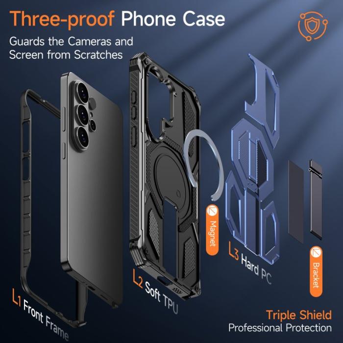 OEM - Mobilskal för Samsung Galaxy S26 Ultra Magnetiskt Kickstand PC + TPU - Blå