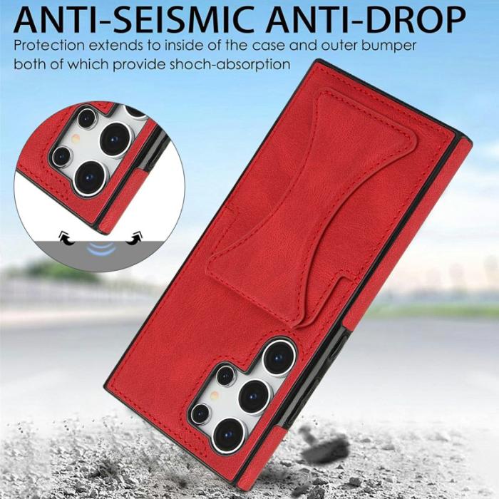 OEM - Mobilfodral för Samsung Galaxy S26 Ultra Konstläder + TPU - Röd