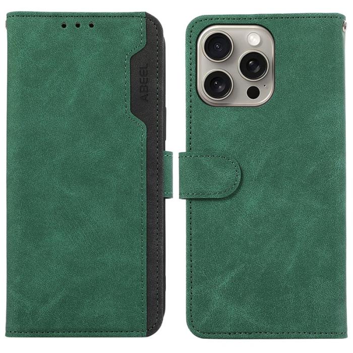 ABEEL - ABEEL iPhone 13 Pro Plånboksfodral RFID-Skydd Grön Konstläder