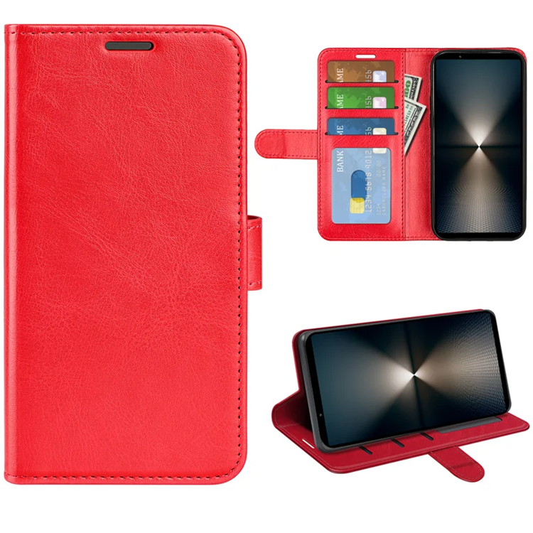 Sony Xperia 1 VII Plånboksfodral Crazy Horse Texture - Röd | 2353 | AlltMobil