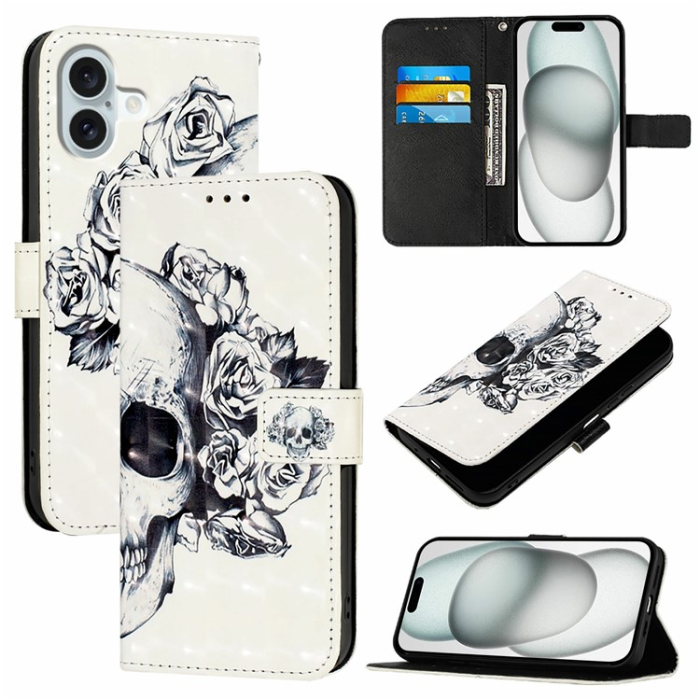 A-One Brand - iPhone 16 Plus Plånboksfodral Printing Pattern Med Rem