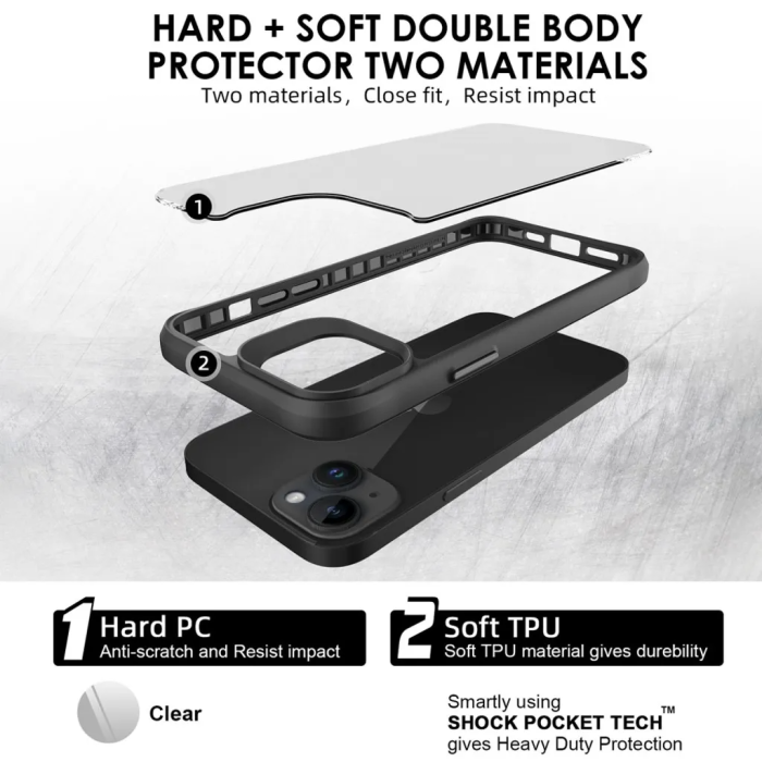 Taltech - iPhone 15 Mobilskal Stöttåligt - Svart