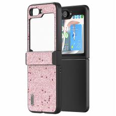 ABEEL - ABEEL Mobilskal till Samsung Galaxy Z Flip7 FE 5G PU L&auml;der Glittrig Rosa