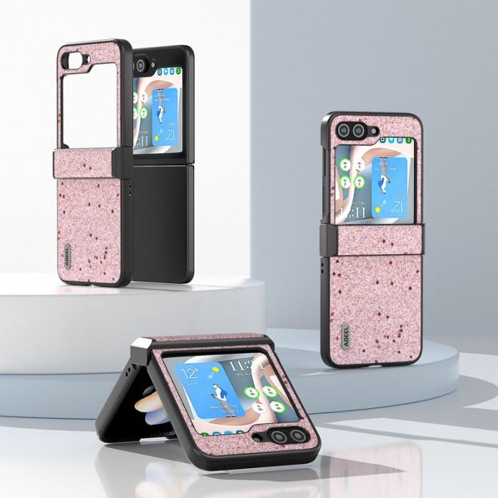 ABEEL - ABEEL Mobilskal till Samsung Galaxy Z Flip7 FE 5G PU Läder Glittrig Rosa
