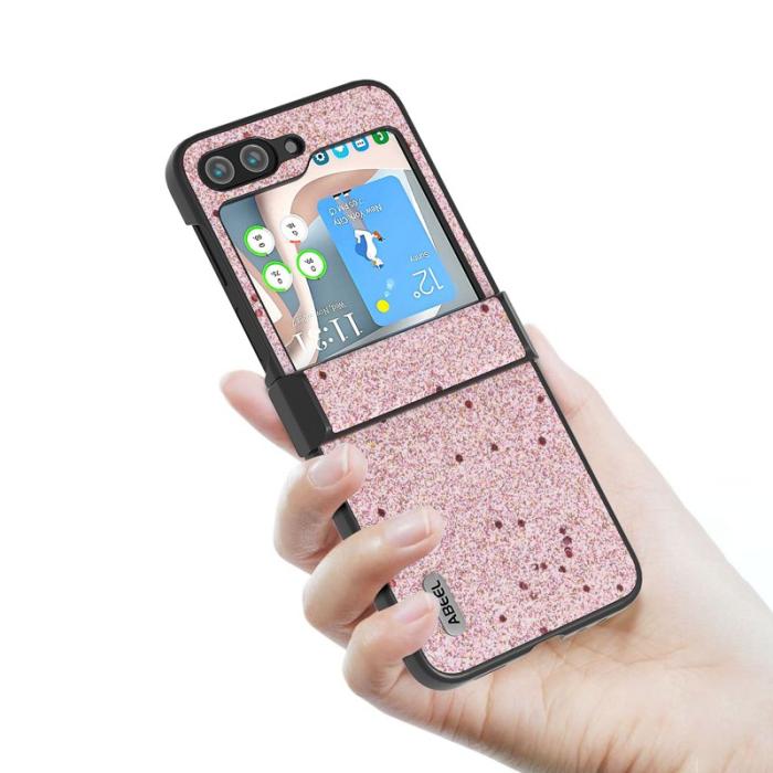 ABEEL - ABEEL Mobilskal till Samsung Galaxy Z Flip7 FE 5G PU Läder Glittrig Rosa