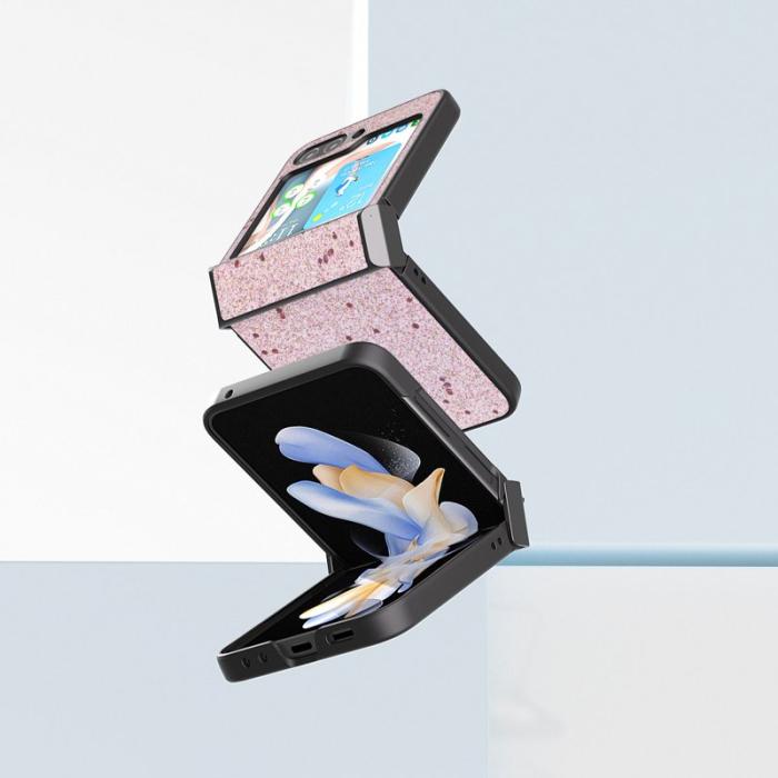 ABEEL - ABEEL Mobilskal till Samsung Galaxy Z Flip7 FE 5G PU Läder Glittrig Rosa