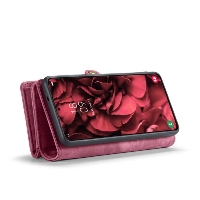 Caseme - CASEME Mobilskal till Samsung Galaxy S24 FE Konstläder med Plånboksfodral Röd