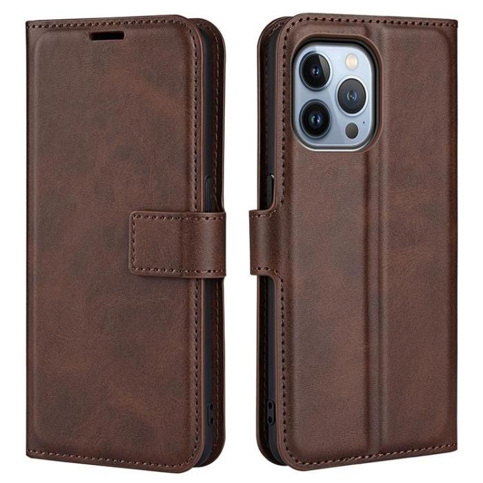 A-One Brand - Flip Folio iPhone 14 Pro Plånboksfodral - Mörkbrun