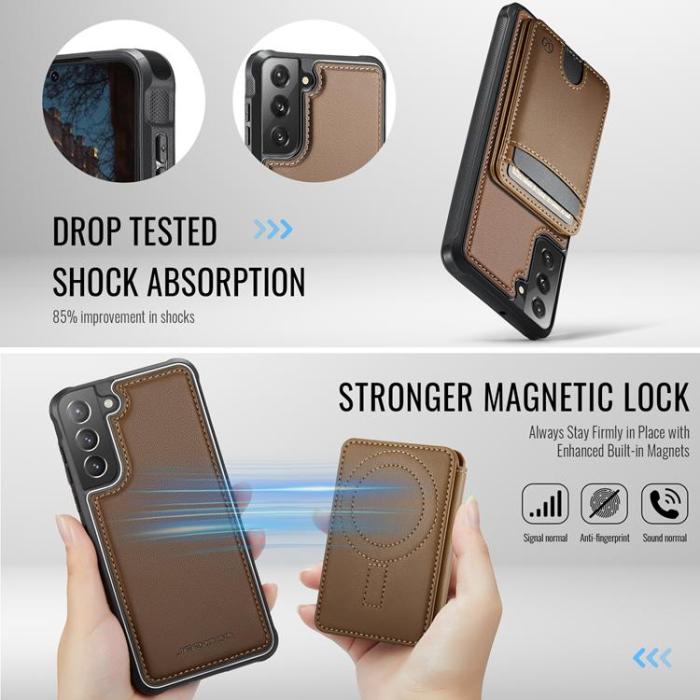 OEM - JEEHOOD Samsung Galaxy S22 5G Fodral KonstLäder - Brun