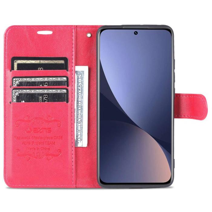 AZNS - AZNS Xiaomi 12 Lite Plånboksfodral i Texturerat Konstläder - Röd
