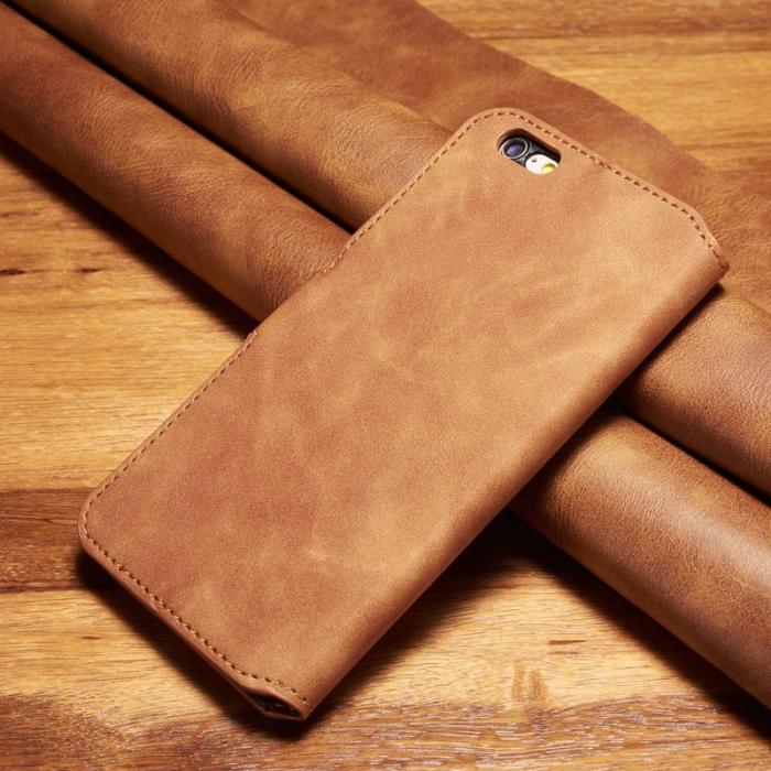 DG.MING - DG.MING Retro Style Plånboksfodral Konstläder iPhone 6s Plus - Brun