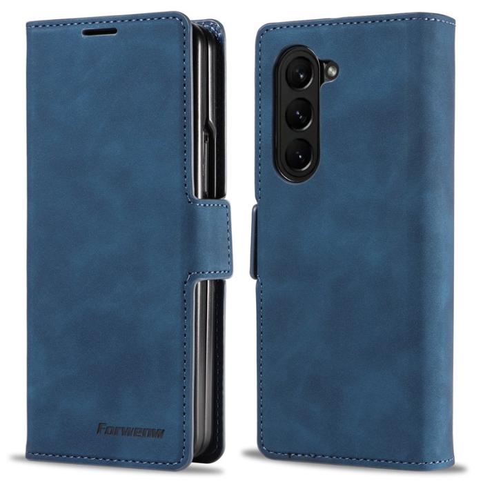 FORWENW - FORWENW Fantasy Series Samsung Galaxy Z Fold5 Plånboksfodral Konstläder - Blå
