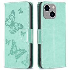 OEM - iPhone 14 Plus Plånboksfodral Butterfly Imprinted - Turkos