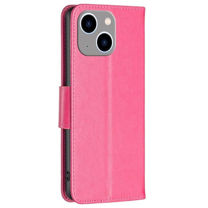OEM - iPhone 14 Plus Plånboksfodral Butterfly Imprinted - Magenta