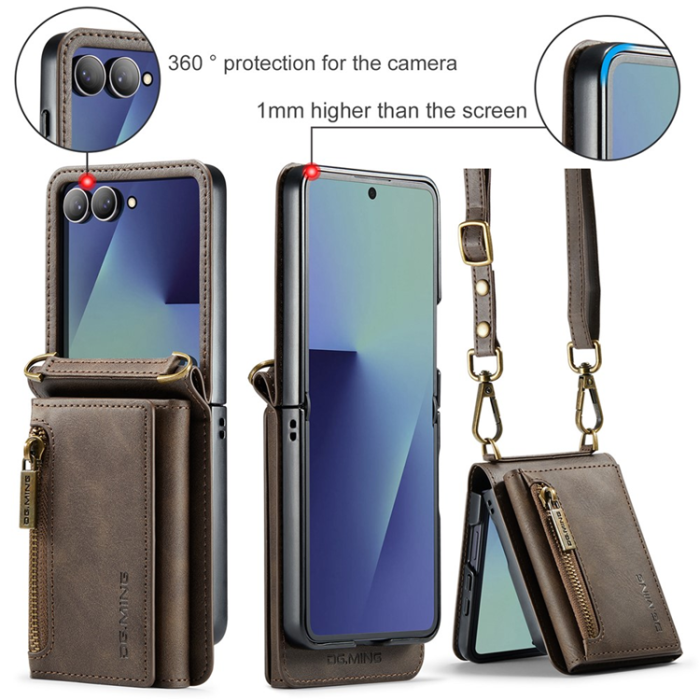 DG.MING - DG.MING Galaxy Z Flip 7 Mobilskal RFID Blocking M5 - Kaffe