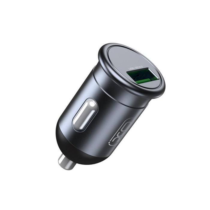 XO - XO Billaddare 1x USB QC 3.0 18W + Lightning Kabel CC46 - Grå