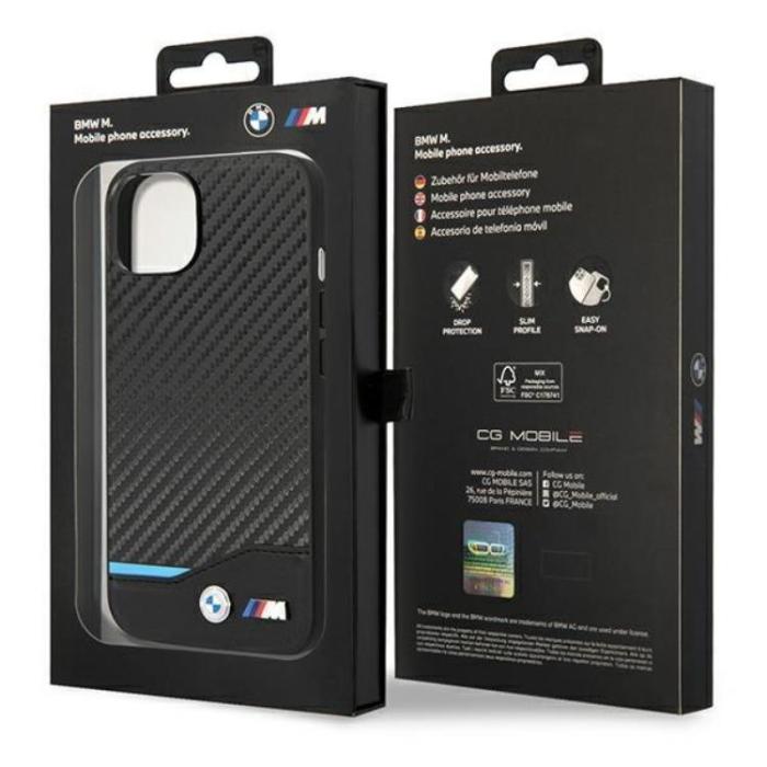 BMW - BMW iPhone 14 Skal Läder Carbon - Svart