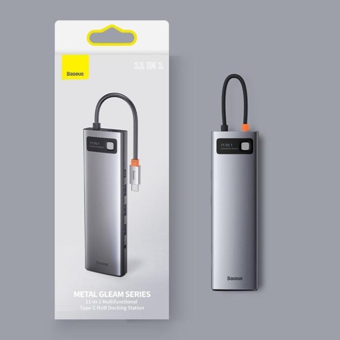 BASEUS - Baseus Metal 11in1 Multifunctional HUB USB-C 100W - Grå
