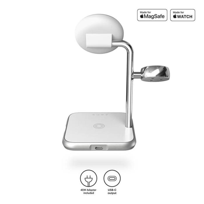 UTGATT - Zens 4in1 Magsafe Trådlös Laddare iPhone, Apple Watch, Airpods - Vit