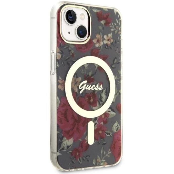 Guess - Guess iPhone 14 Plus Mobilskal MagSafe Flower - Grön/Khaki