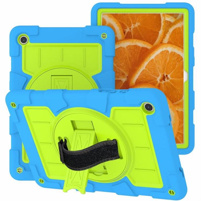 A-One Brand - Galaxy Tab A9 Plus Skal Rotating Handrem Med Axelrem - Blå / Grön