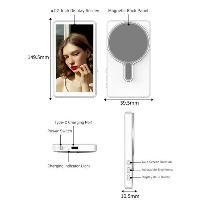 OEM - Mobil MagSafe Bakre Skärmspeglingsenhet WiFi 2.4G-5G T1
