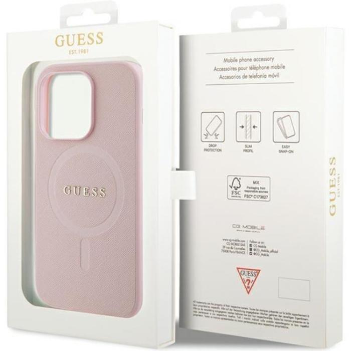 Guess - Guess iPhone 13 Pro Max Mobilskal Magsafe Saffiano - Rosa