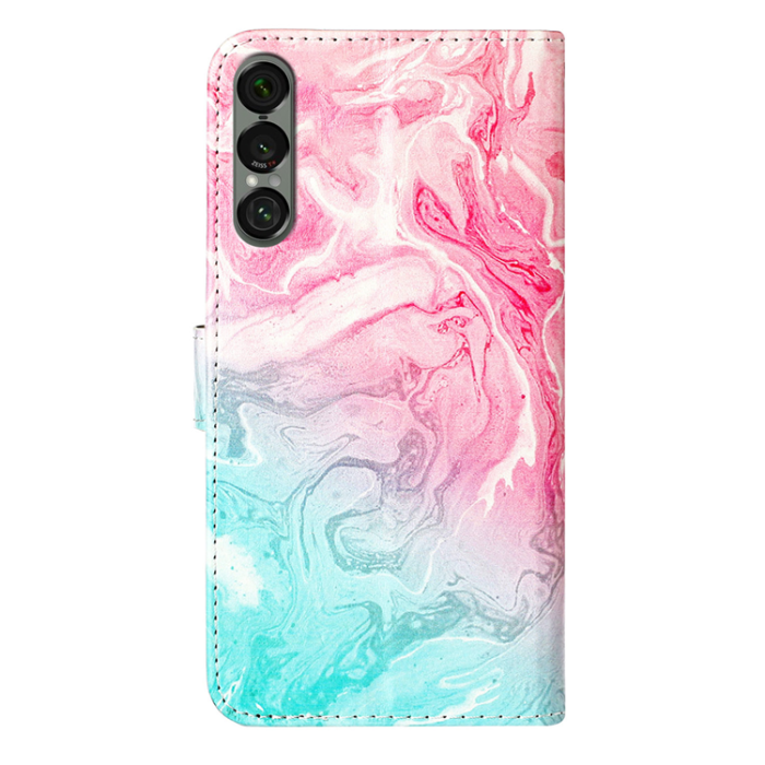 A-One Brand - Sony Xperia 1 VII Plånboksfodral Marble Painted - Rosa Grön
