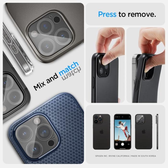 Spigen - [2-PACK] Spigen iPhone 15 Pro/15 Pro Max Kameralinsskydd i Härdat Glas - Clear