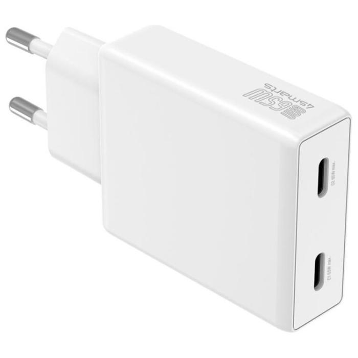 4smarts - 4smarts Snabbladdare 65W 2xUSB-C PDPlug Slim Dual - Vit