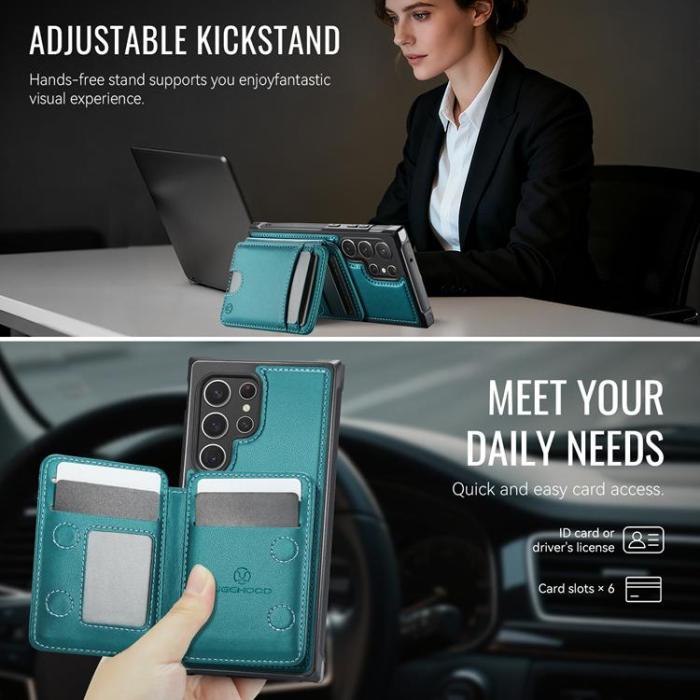 OEM - JEEHOOD Samsung Galaxy S22 Ultra 5G Fodral KonstLäder - Blå