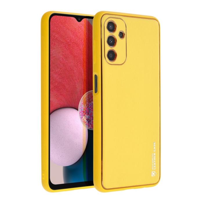 UTGATT1 - Forcell Galaxy A13 5G/A04s 4G Skal Konstläder - Gul